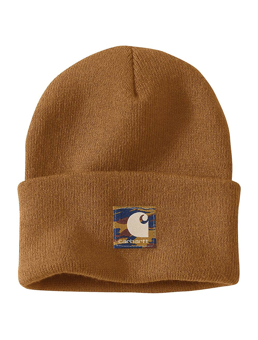 Carhartt Knit Camo Patch Beanie Men s Brown