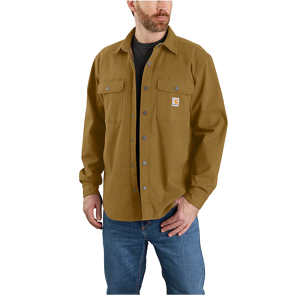 Carhartt Men's Rugged Flex Relaxed Fit Canvas Fleece-Lined Shirt Jac