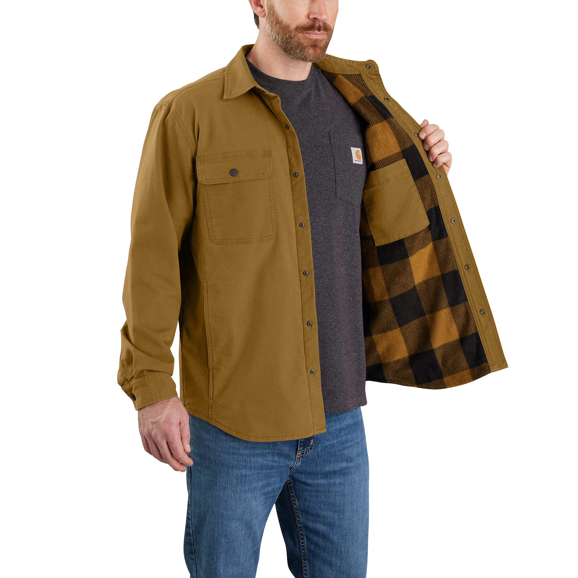 Carhartt Men's Rugged Flex Relaxed Fit Canvas Fleece-Lined Shirt Jac