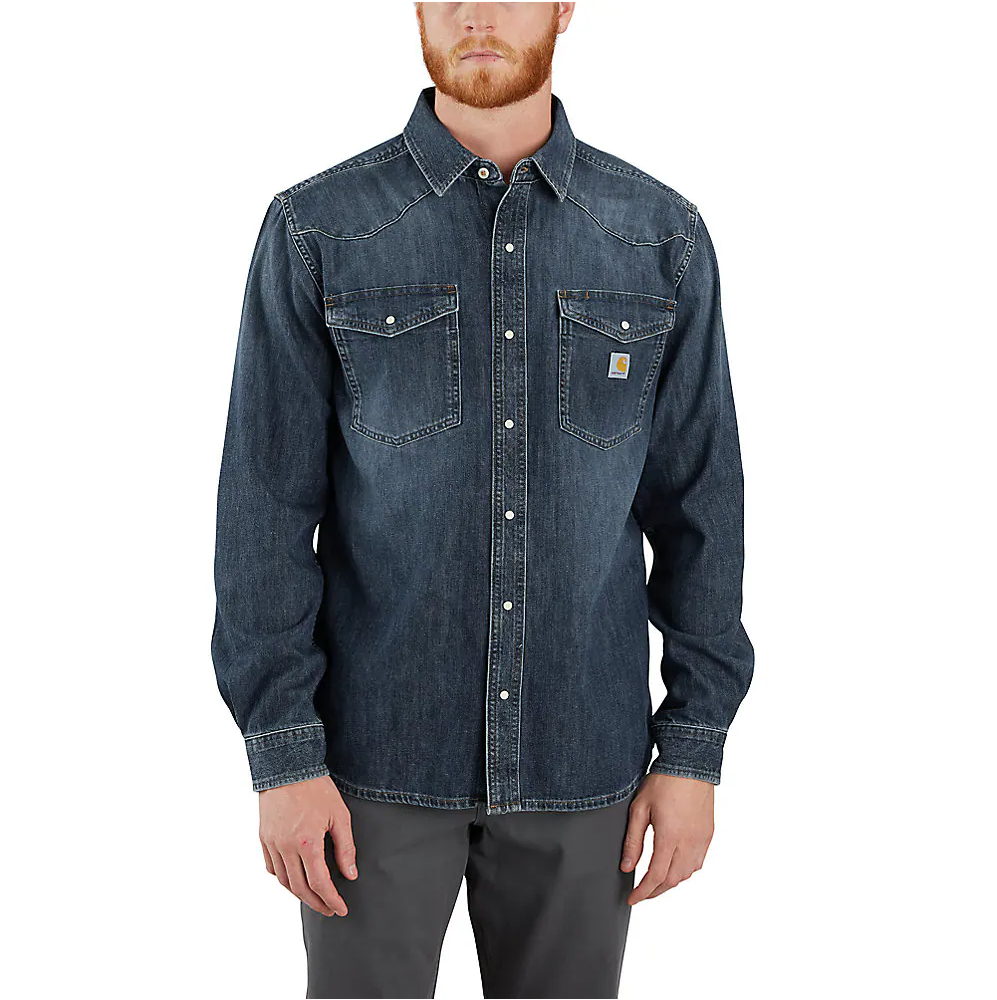 Carhartt Men's Montana Relaxed Fit Midweight Denim Long Sleeve Snap Front Shirt