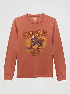 Wrangler Boys Long Sleeve Cowboy Graphic T-Shirt