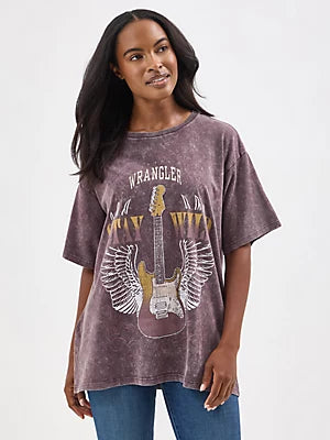 Wrangler Women's Acid Wash Graphic Oversized Tee