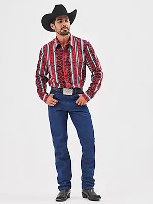 Wrangler Men's Checotah Long-Sleeve Western Snap Printed Shirt