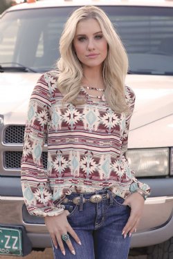 Cinch Women's Southwest Print Long-Sleeve Blouse