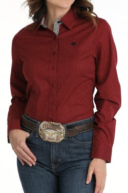 Cinch Women's Polka Dot Print Button-Down Western Shirt