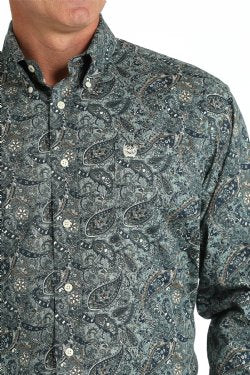 Cinch Men's Stretch Paisley Print Long-Sleeve Button-Down Western Shirt