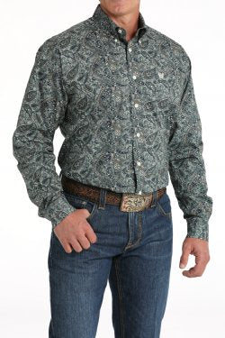 Cinch Men's Stretch Paisley Print Long-Sleeve Button-Down Western Shirt