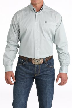 Cinch Men's Tencel Micro-Stripe Long-Sleeve Button-Down Western Shirt