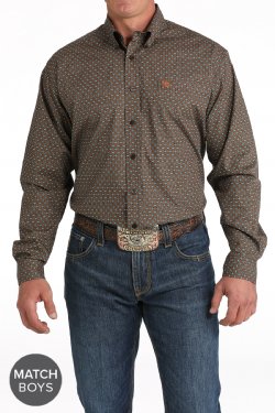 Cinch Men's Geometric Print Button-Down Long-Sleeve Western Shirt