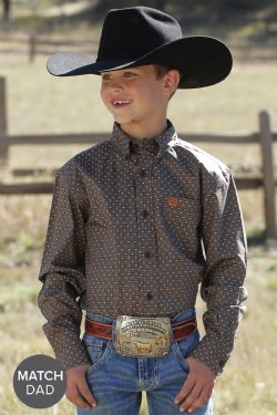 Cinch Boy's Geometric Print Button-Down Western Shirt